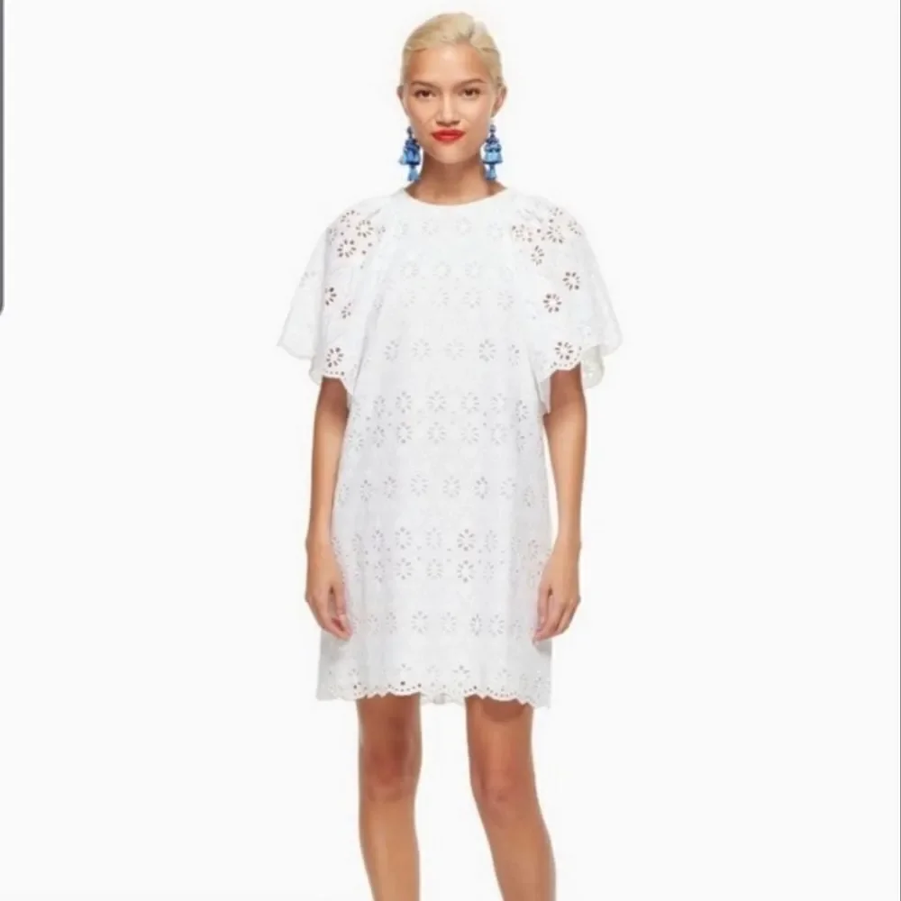Kate Spade Eyelet Shift Dress In Fresh White sz XS